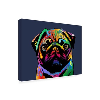 Wrapped Canvas Wall Art - Michael Tompsett 'Pug Dog' Wall Art for Living Room...