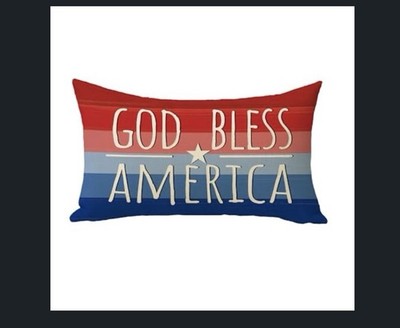 God Bless America 4th of July Patriotic Decorative Throw Pillowcase 12x20 NEW