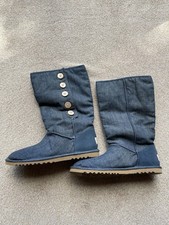UGG Australia Denim Blue Button Boots Size UK 7 EU 40 Worn Once VGC