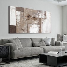 Abstract Wall Art For Living Room Brown Grey And White Wall Art Abstract Canv...