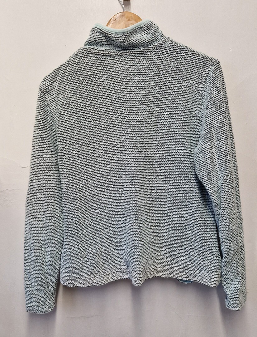 Ladies WEIRD FISH Pale Teal Textured Fleece Logo Half Zip Jumper Size L