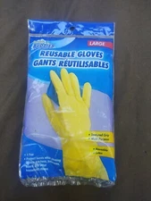 SCRUB BUDDIES YELLOW REUSABLE GLOVES Large New