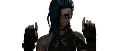 League of Legends women jinx blue hair tattoo arcane playmat gaming mat
