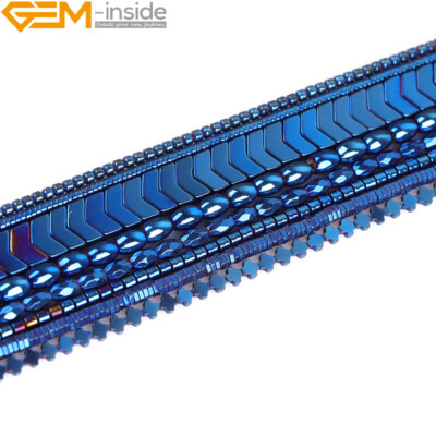 Hematite Assorted Stone Blue Metallic Coated Reflections Jewelry Making Beads