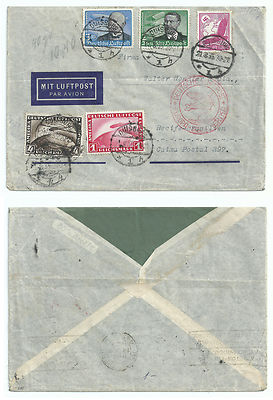 DEUTSCHLAND 1935 ZEPPELINBRIEF MEHRFACHFRANKATUR 4+1RM ZEPPELIN DUISBURG NACH BRASILIEN