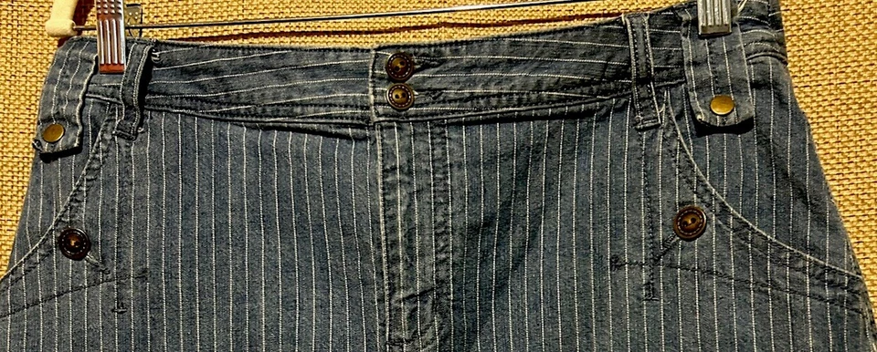 Christopher & Banks Denim Skirt 8 Blue Pinstriped A-Line Modest Classic Casual - Image 2 of 4