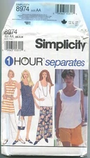 SIMPLICITY 8974 MISSES' KNIT PANTS, SHORTS, TOP & TUNIC SZ 6-16 UNCUT 1994