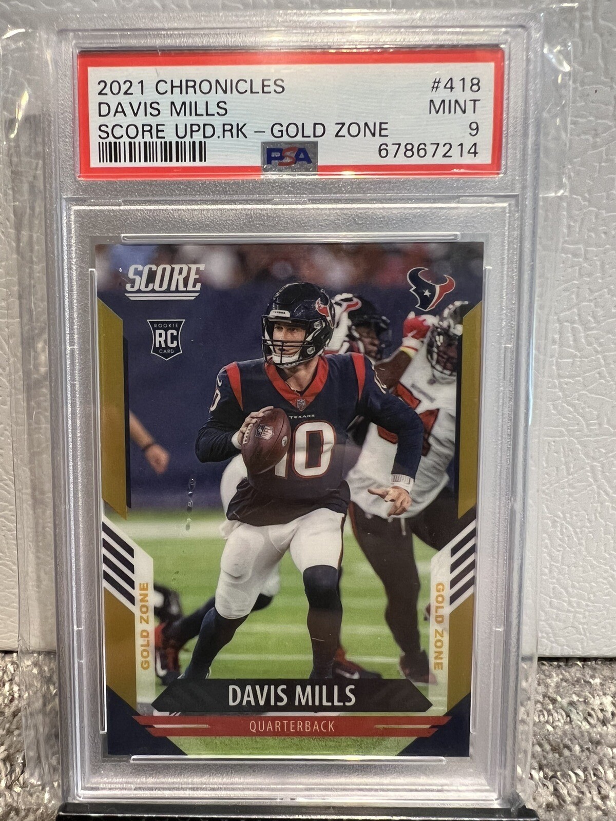 Davis Mills Panini Chronicles Score Update Rookies #418 Gold Zone