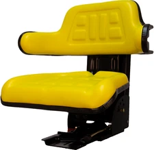 Universal Replacement Tractor Seat with Slides and Suspension Yellow