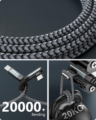 USB C to USB C Cable Short 30CM Type C to Type C Cable Right Angle 60W Type C - Picture 6 of 9