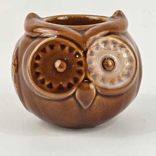 Brown Burnt Sienna TAG Oakley Owl Tea Light Candle Holder Ceramic Fall Decor