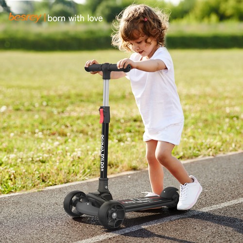 Besrey Monopattino 3 Ruote per 2-10 Anni Ragazze e Ragazzi,Bambino Kick Scooter,Nero - Foto 11 di 12