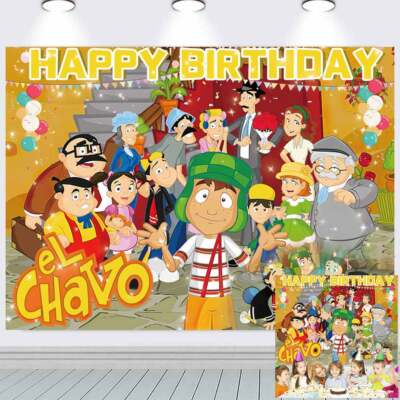 El Chavo animado Party Decorations Backdrop Banner Vinyl Cartoon for Kids 7x5ft