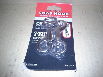 Lehigh #7003 Snap Hook 3'' x 1/2'' Swivel Eye-bolt type, 70 lbs. New Sealed