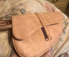 NEW PLT Baby Pink Crocprint Saddle Shoulder Bag RRP £18 SOLD OUT ON SITE