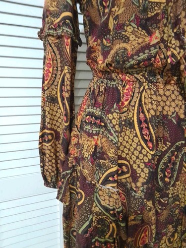 New Jessica Simpson Paisley Brown Dress Size XS - Picture 3 of 11