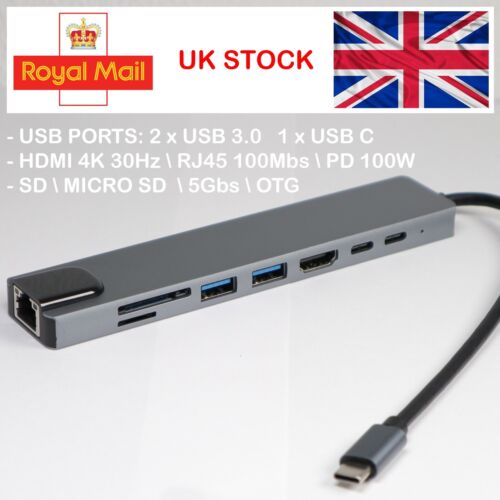 PUERTOS USB 2xUSB3 1xUSBC RJ45 HDMI 4K 30Hz SD MICROSD OTG 5Gb extensor de concentrador C3.1 - Imagen 4 de 8