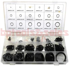 300pc SNAP RING ASSORTMENT SET EXTERNAL C CLIPS CIRCLIP RETAINING SNAP HOOK RING