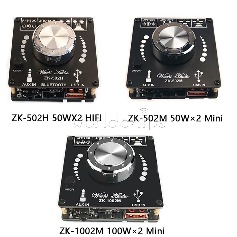 HiFi Power Amplifier 2x100W Stereo Amp Board Bluetooth 5.0 ZK-1002L