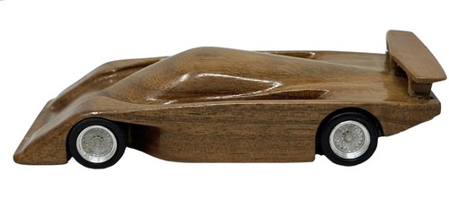 Vintage Carved Porsche 936 Model Racing Car w/Wood & Acrylic Case - Picture 2 of 10