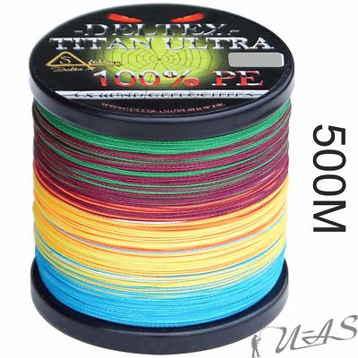 DELTEX Titan Ultra Multicolor 500M 4 fach Rund Geflochtene Angelschnur Sha