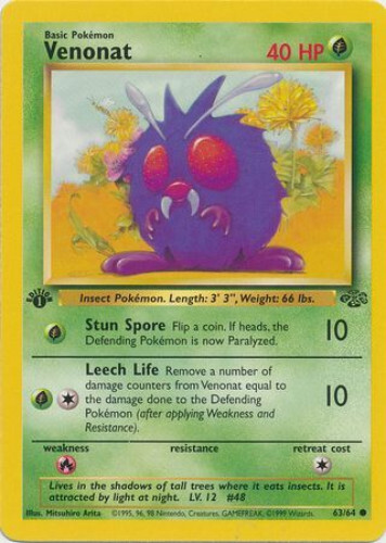 first edition venonat pokemon card Pokémon Card Venonat #48 TV Animation Blue Logo 1st Print ENG L015211 – AGS  Collectibles