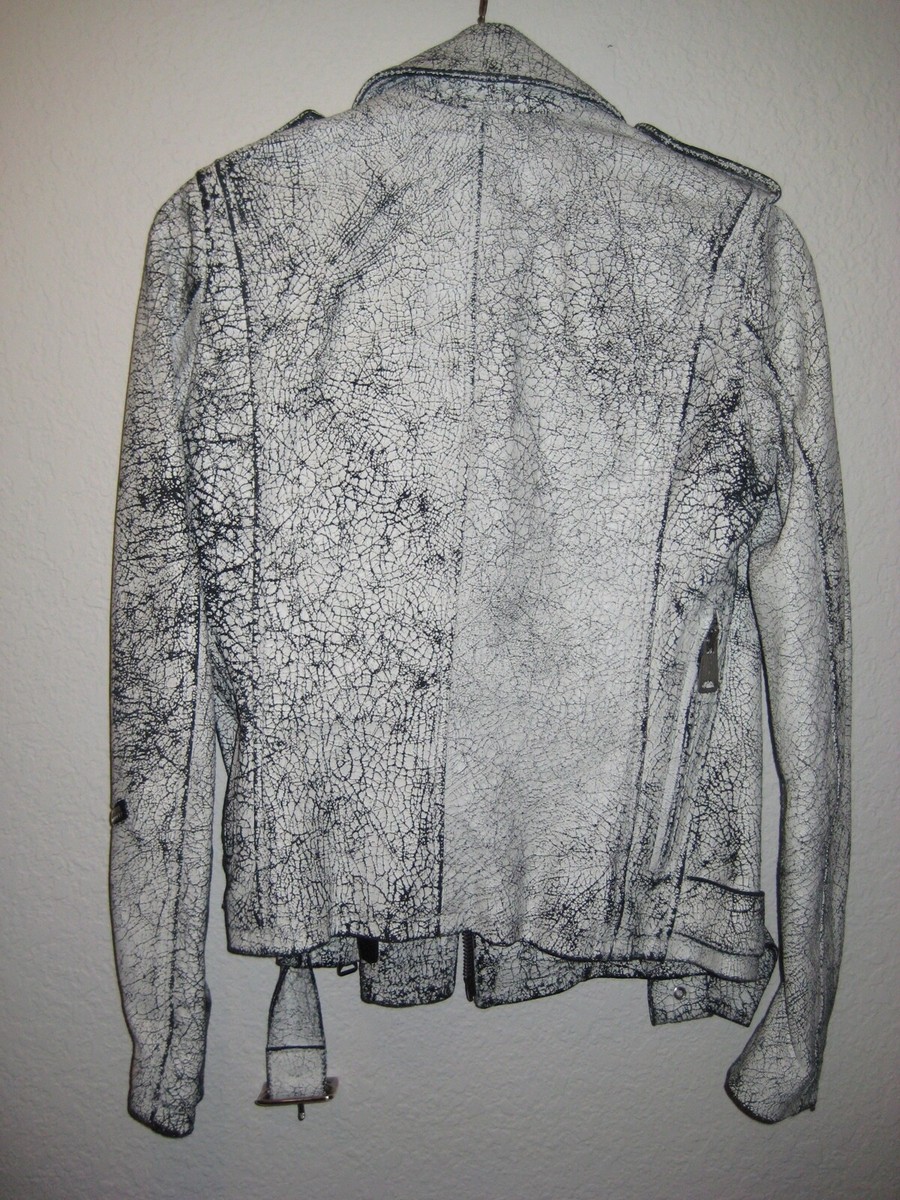 R13 Cracked White Leather Jacket Size XS/S | eBay