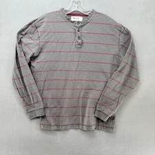 Wrangler Henley Shirt Mens Medium Grey Stripe Long Sleeve 1/4 Button Base Layer