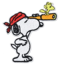 SNOOPY & WOODSTOCK PIRATES - PEANUTS - Embroidered Iron On Patch