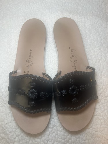 Jack Rogers Lackleder-Pantoletten Damengröße 9 Slipper Sandalen schwarz - Bild 4 von 7