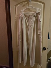 Womens cargo pants, wide leg, soft fabric, Stylish and slightly dressy