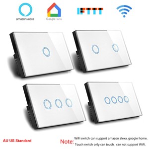 Touch Light Switch 1 2 3 4 Gang Or Wifi Wall Light Switch Glass Panel Us Au Type Ebay