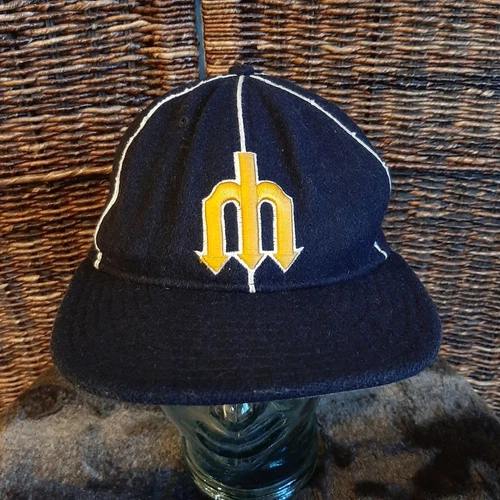 New Era Wool Hat Cooperstown Collection Seattle Mariners 7 3/8 Retro Sporty M's 