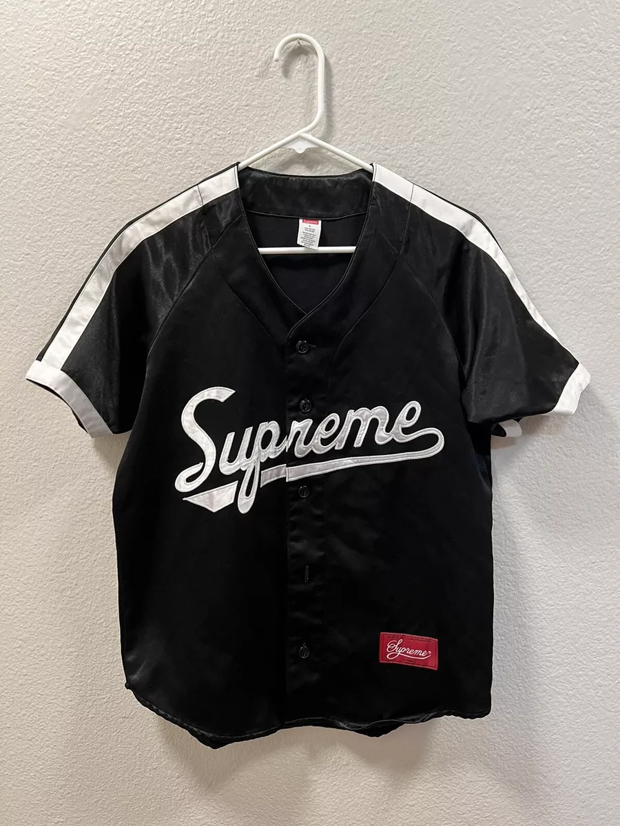 Supreme Satin Baseball Jersey #1 Black Size S