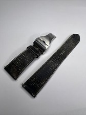 Tudor 22mm Distressed Black Brown Leather Strap  18mm Steel Deployment Clasp