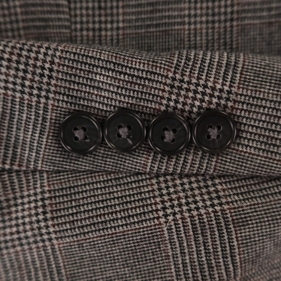 Chaqueta a Cuadros Príncipe de Gales XL Gris Marrón Glen 100% Lana Tweed Blazer 46R Foto 4 de 4