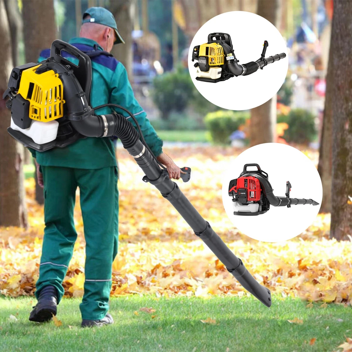 2 Stroke Commercial Backpack Leaf Blower Gas Powered Grass Lawn Blowing Machine