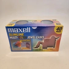 MAXELL MULTI-COLOR SLIMLINE (5mm Thick) JEWEL CASES FOR CD'S & DVD'S PACK OF 40