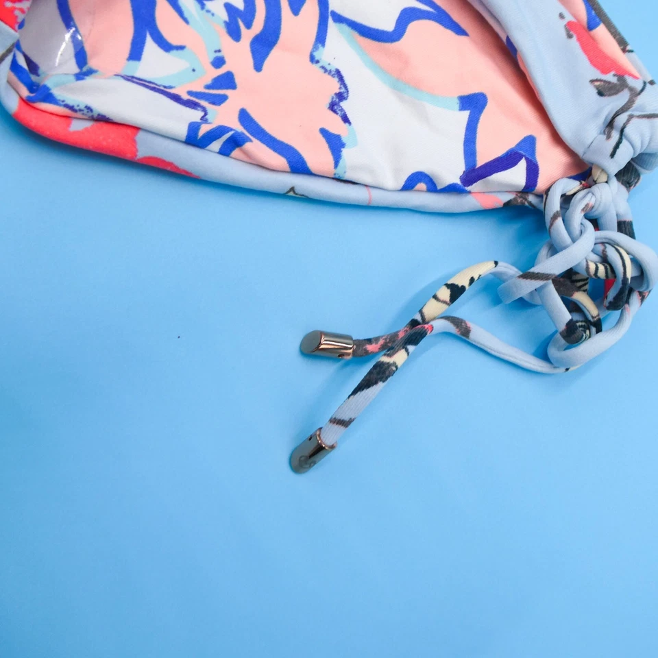 Maaji Pequeño Multicolor Azul Floral Corbata Bikini Parte Inferior Traje de Baño Brasileño Playa Foto 4 de 4