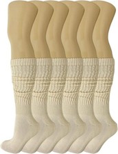 Ecru Slouch Socks 6 Pairs Shoe Size 5-10