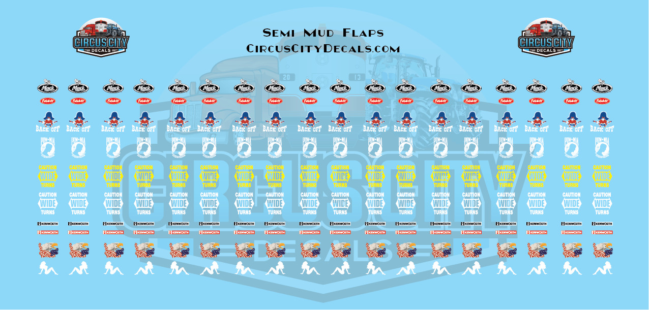 Semi Mud Flap Decal Set 1:64 Scale-image