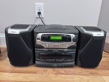 KOSS HG857 boombox stereo system CD Dual Cassette Deck Radio NO Remote