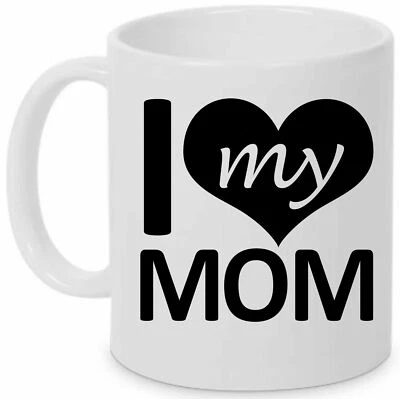 MARKENLOS I Love My Mom Fototasse Werbetasse individuell bedruckt mit ihrem Wunsch Foto