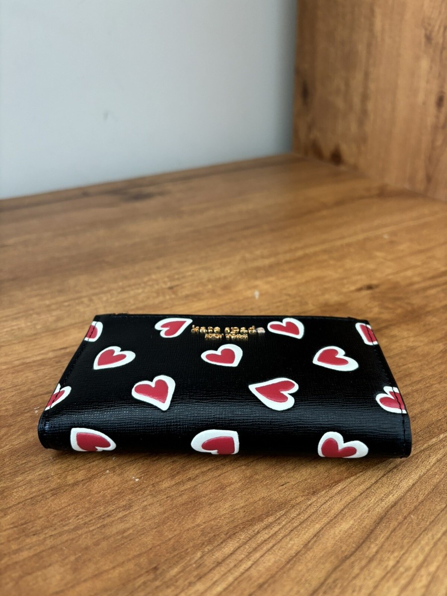 NWT Kate Spade Morgan Stencil Hearts Small Slim Bifold