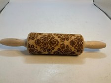 Embossed Wooden Rolling Pin With Patterns, small Engraved rolling pin USED