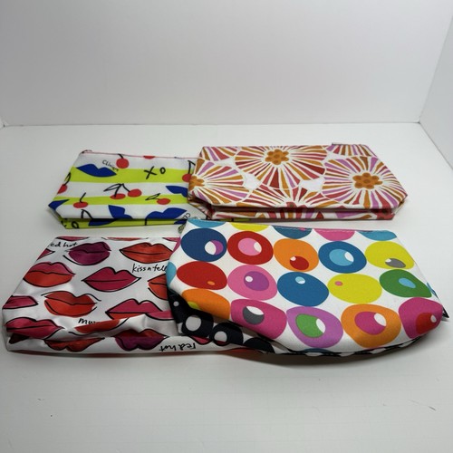 Clinique Lot of 4 Makeup Bags Cherry & Lips, Flowers, Polka Dots, Red Lips New - Picture 2 of 15