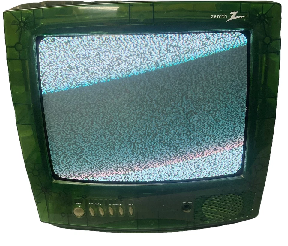 Zenith Transparent Green 13" Color TV Vintage Prison Model No. H13E05LG TESTED - Image 2 of 4