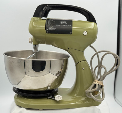 Vintage Hamilton Beach Scovill 10 Speed Mixer - Avocado Green - Tested - W/Cover