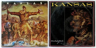 KANSAS 2 LPs 1974 Self-titled, 1975 MASQUE PROMO