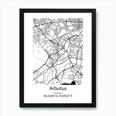 Arbutus,United States Minimalist Ma Framed Wall Art Poster Canvas Print Picture